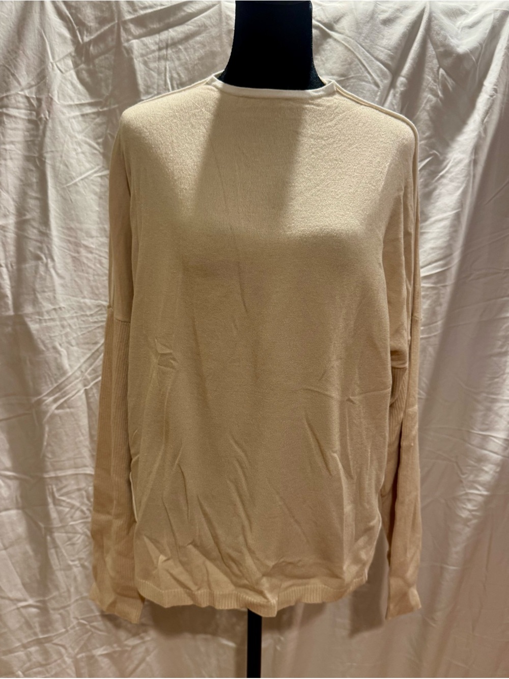 Gemma + Jane Lightweight  Sweater in Cream with White Accents